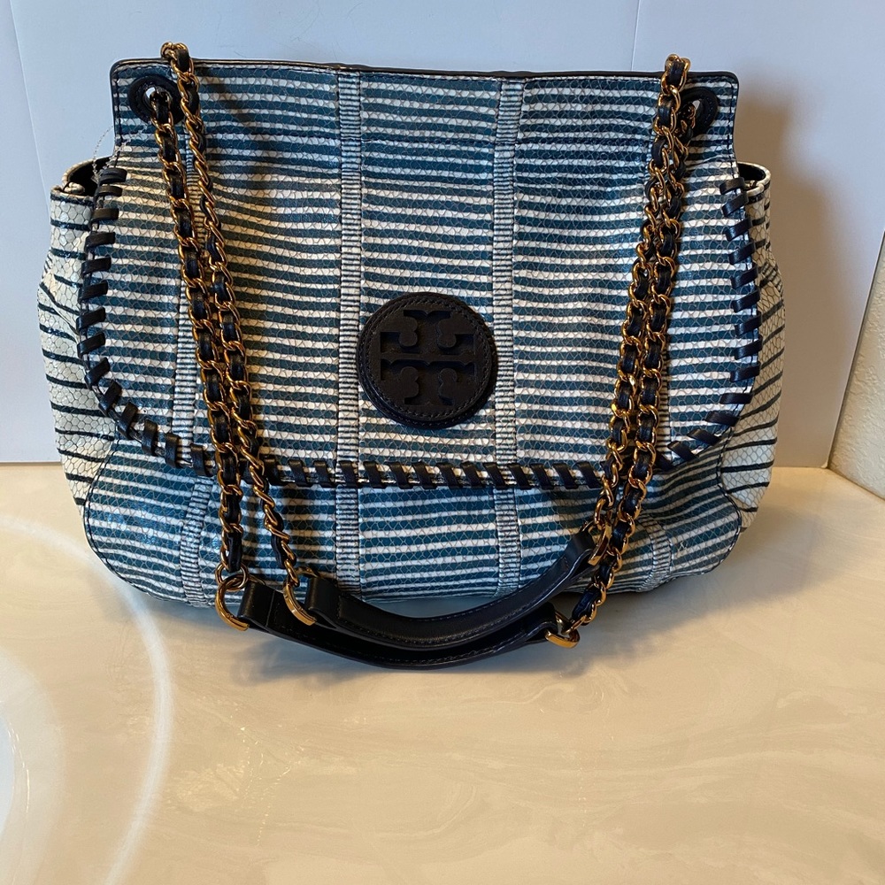 Tory Burch Marion Embossed Python Leather Bag - image 6